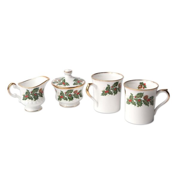 Vintage Queens Rosina Yuletide Christmas Tea Coffee Mug Creamer Sugar Bowl China - Picture 2 of 10